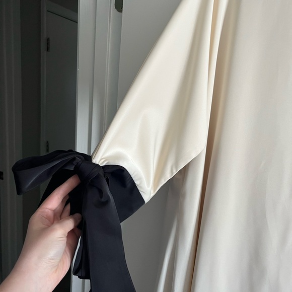 Dainty Jewells Cream Midi Dress with Black Sleeve Ties - Picture 3 of 5